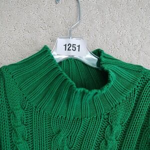 Ralph Lauren Country Sweater Womens S Cable Knit Chunky Cotton Turtleneck Green